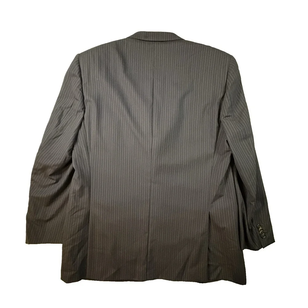 Ermenegildo Zegna Men's IT 54R (~46.5R) Navy Pinstripe 15 Milmil 15 Wool Coat